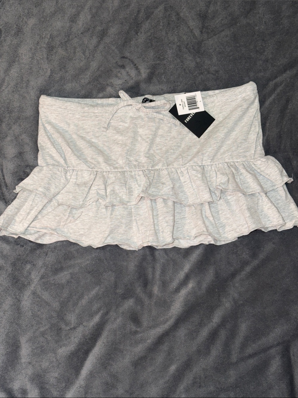 Light Gray Ruffle Mini Skirt